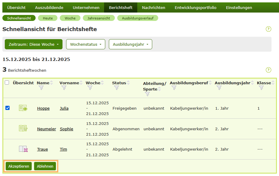 Externe Ausbilder - Schnellansicht - Berichtsheft akzeptieren oder ablehnen_de.png