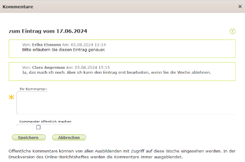Externe Ausbilder - Antwort des Auszubildenden auf hinterlegten Kommentar_de.png