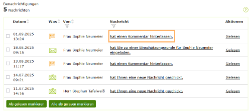 Betriebliche Ausbilder - Benachrichtigung zu einem Kommentar auf der Übersichtsseite_de.png