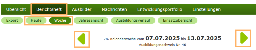 Auszubildende - Wechsel zwischen Wochen im Berichtsheft_de.png