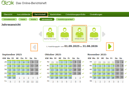 Berufsschullehrer - Jahresansicht im Berichtsheft_de.png
