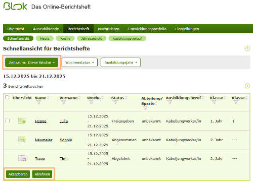 Berufsschullehrer - Schnellansicht im Berichtsheft_de.png