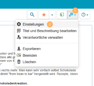 Einstellungen zum Kurs öffnen