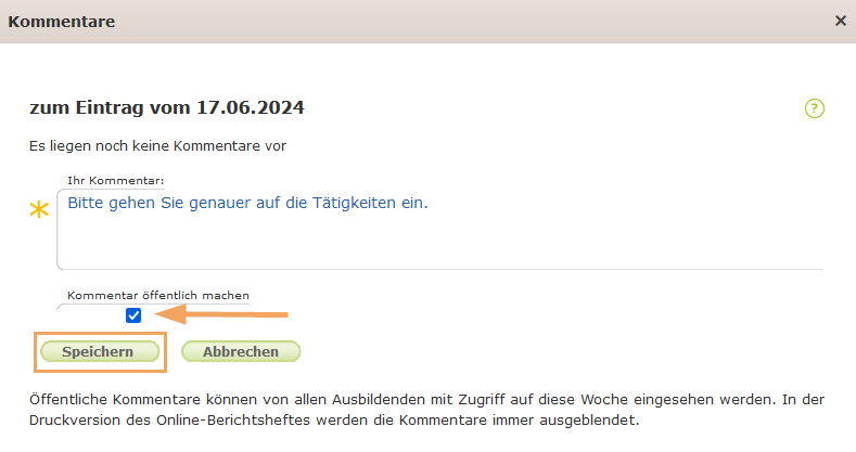 Externe Ausbilder - Kommentar im Berichtsheft verfassen_de.png