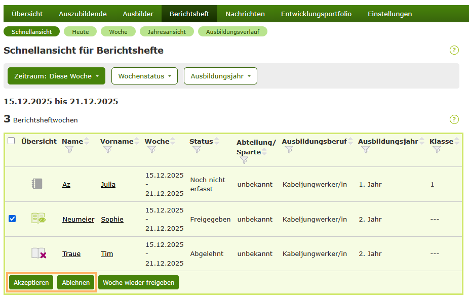 Ausbilder - Berichtsheft akzeptieren oder ablehnen - Schnellansicht_de.png