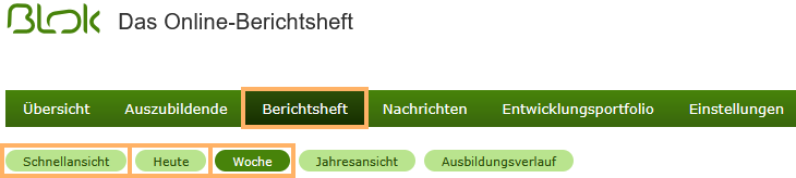 Berichtsheft - Navigationsleiste Schnellansicht, Heute, Woche_de.png
