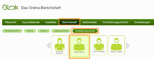 Ausbilder - Auszubildenden für Ausbildungsverlauf auswählen