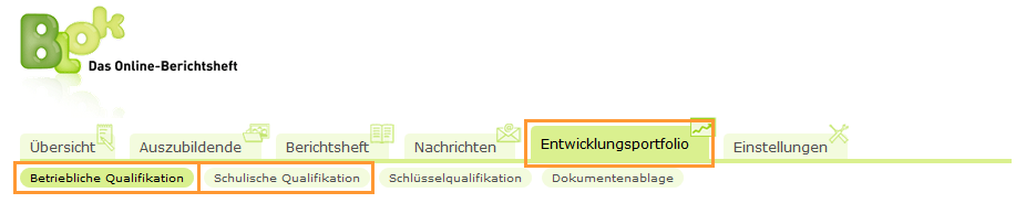 Ausbilder - Navigationsleiste - Entwicklungsportfolio - Betriebliche und Schulische Qualifikationen_de.png