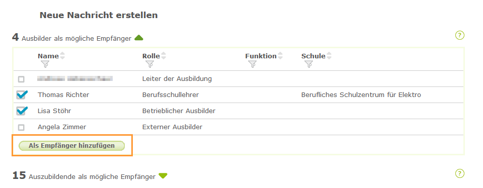 Auszubildende - Auszubildenden oder Ausbilder zur Empfängerliste hinzufügen_de.png
