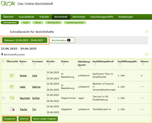 Berufsschullehrer - Schnellansicht im Berichtsheft_de.png