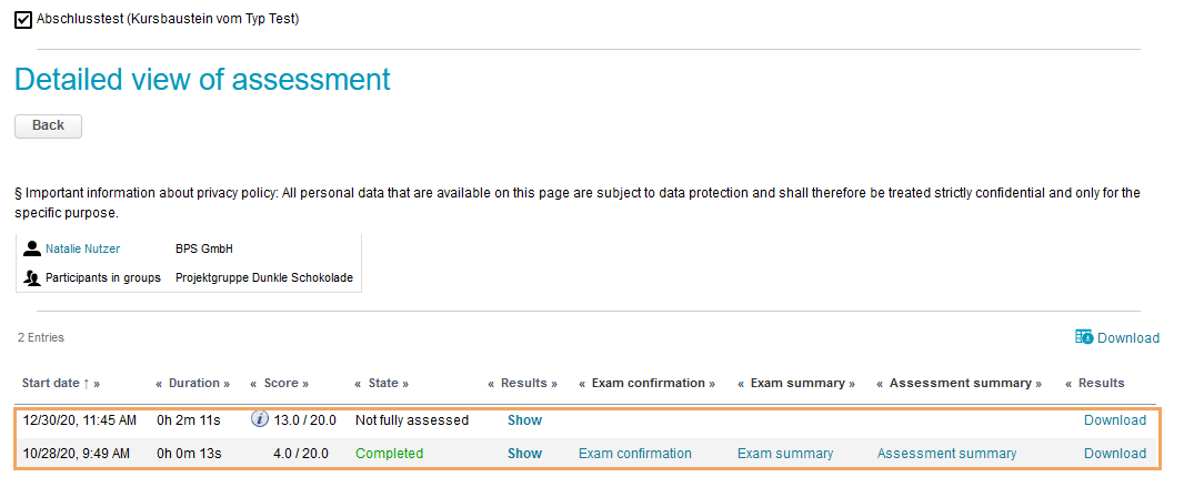 Bewertungswerkzeug - Detailansicht aller Testversuche eines Nutzers_en.png